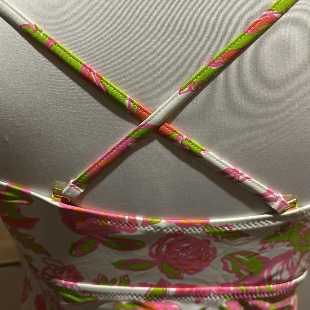 Lilly‎ Pulitzer Tankini Swim Top Women Size Medium adjustable straps